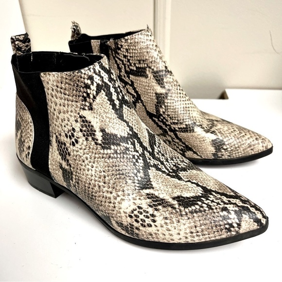 Parker Sky Womens Snakeskin  Zip Pointed Toe Block Ankle Bootie size 7.5 - Picture 2 of 11